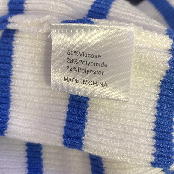 MIROL Mujer Mock Neck Striped Dress Long Puff Sleeve Side Slit Knit Sweater Sz L - Picture 13 of 14